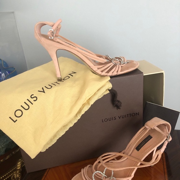 Louis Vuitton Suede Peach Sandals w/Flower,s38 1/2 - Picture 2 of 16
